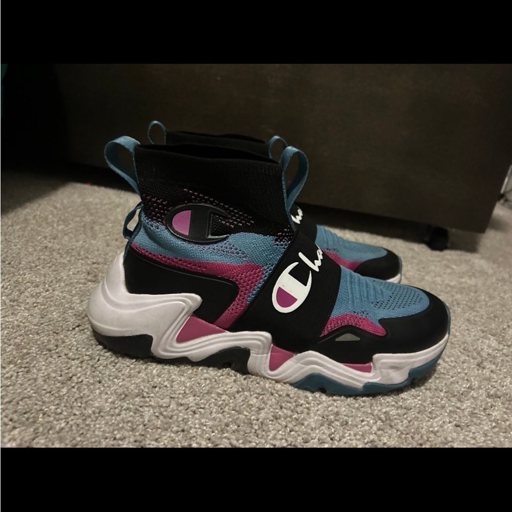 Champion Pink and Blue High-Top Sneakers